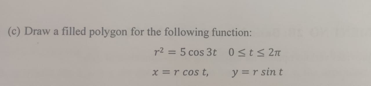 ( c ) Draw a filled polygon for the following