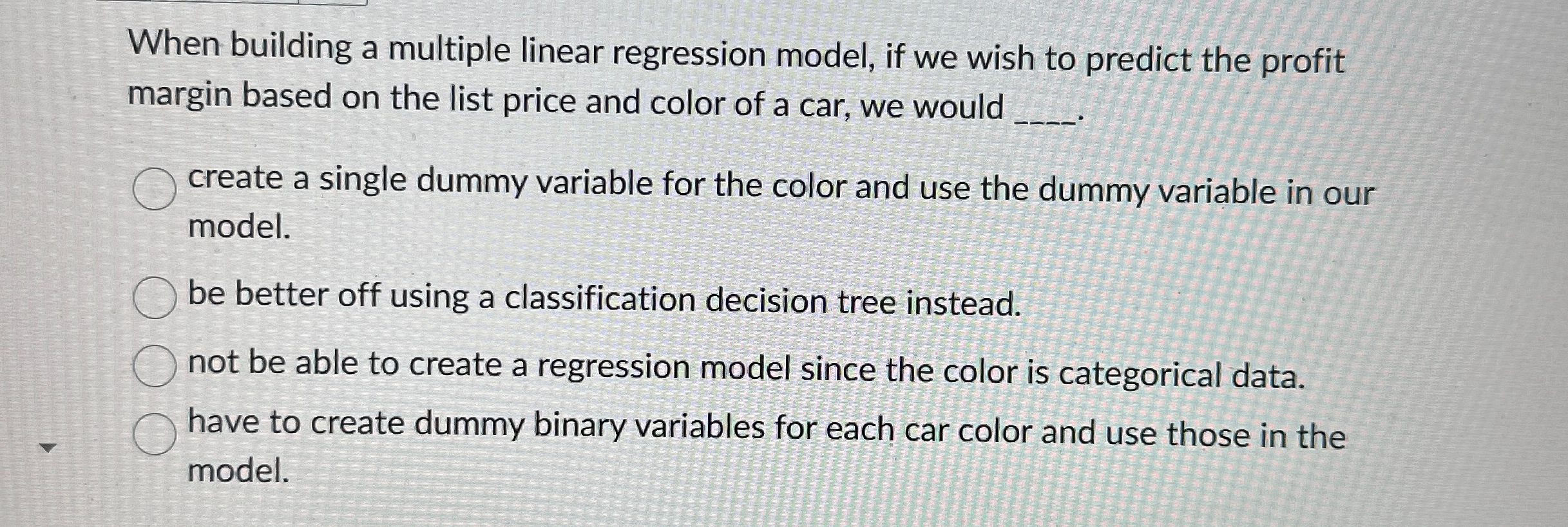 When building a multiple linear regression model,