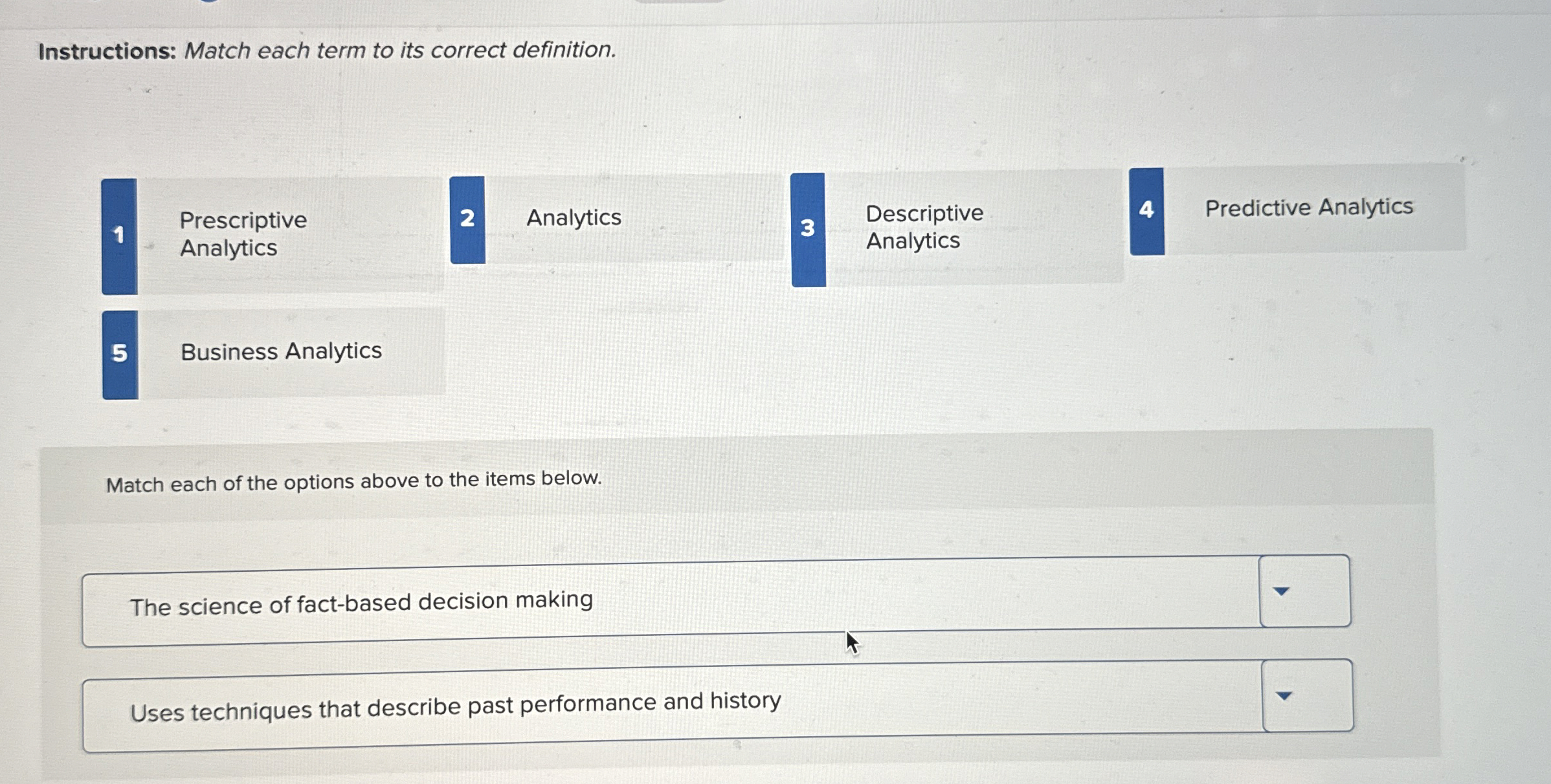Instructions: Match each term to its correct