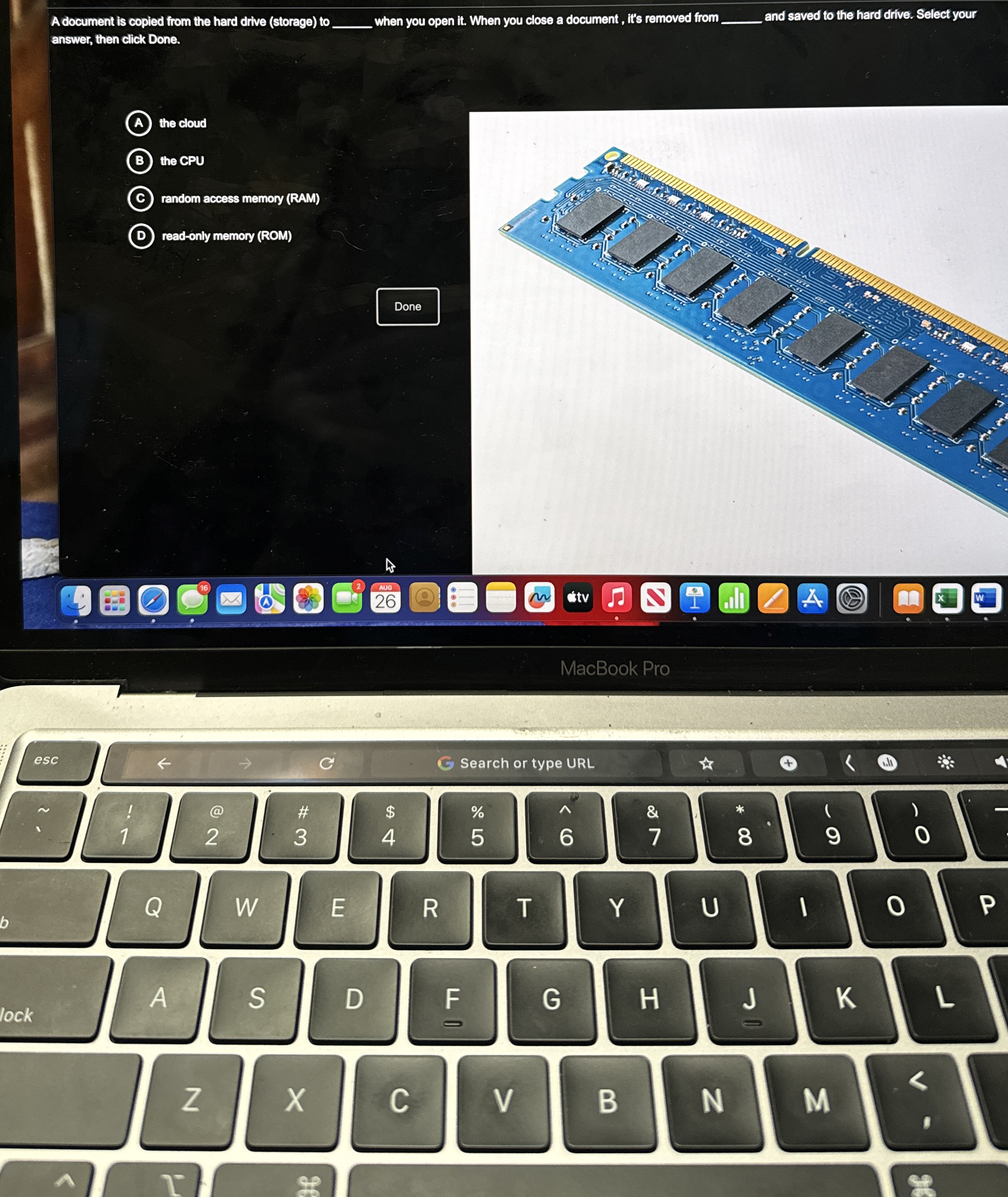 A document is copied from the hard drive (