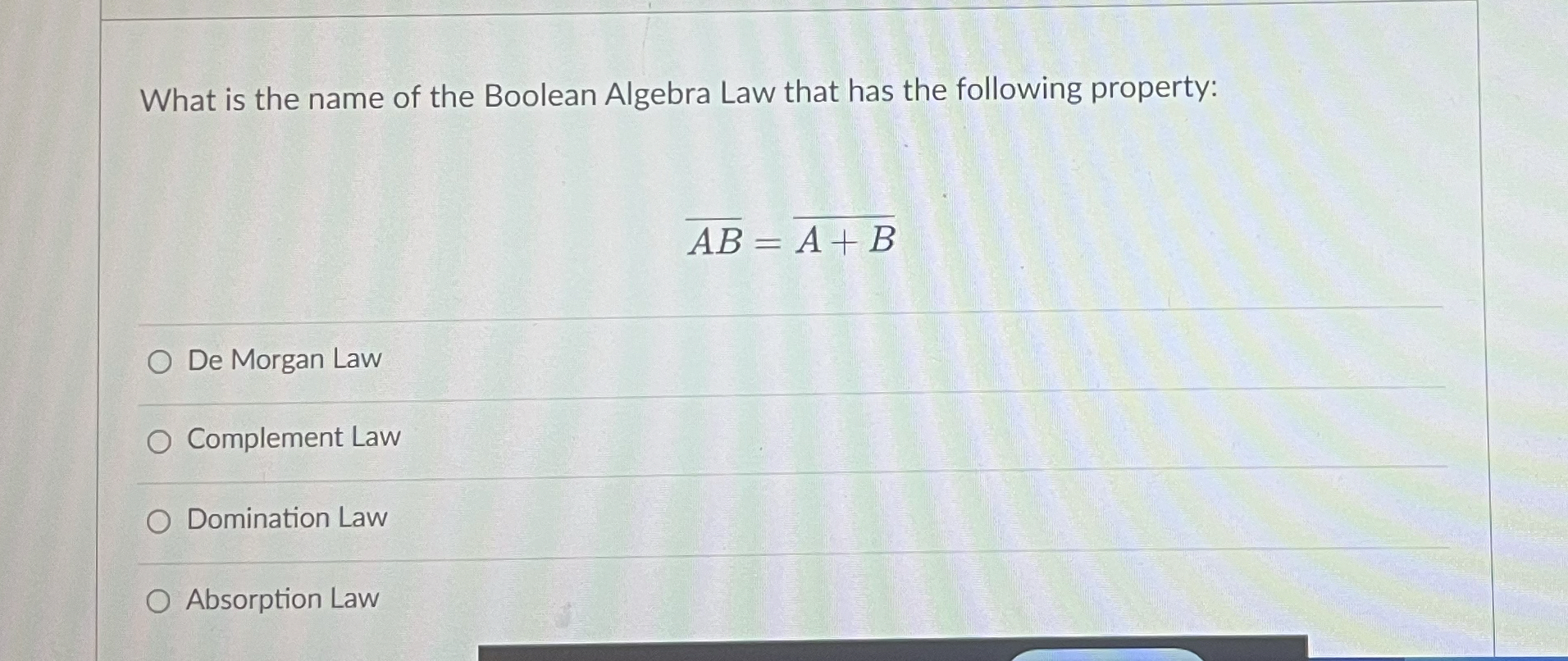 What is the name of the Boolean Algebra Law that
