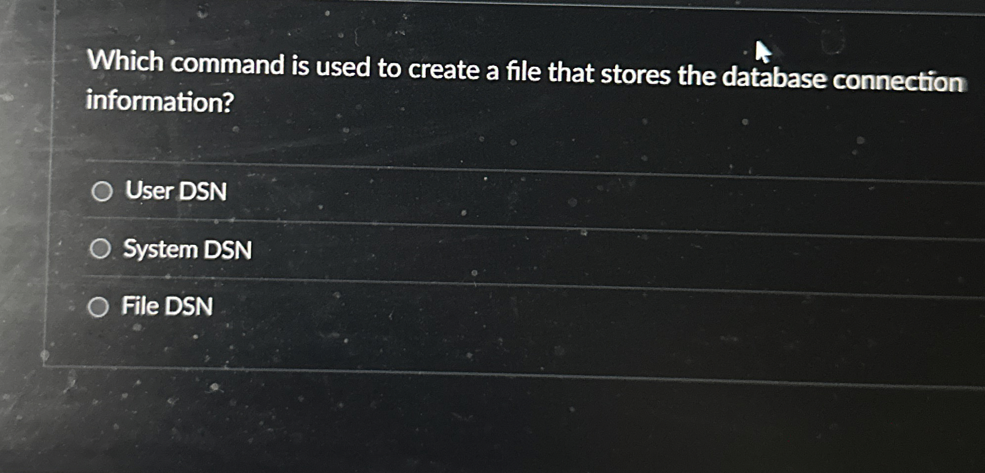 Which command is used to create a file that