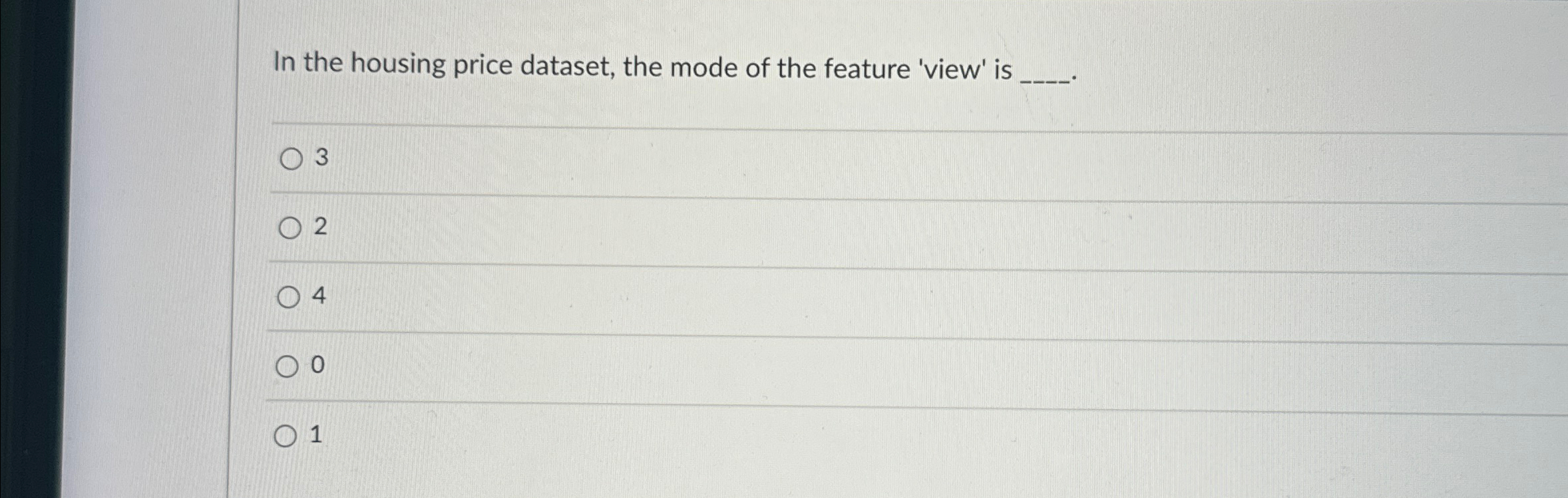 In the housing price dataset, the mode of the