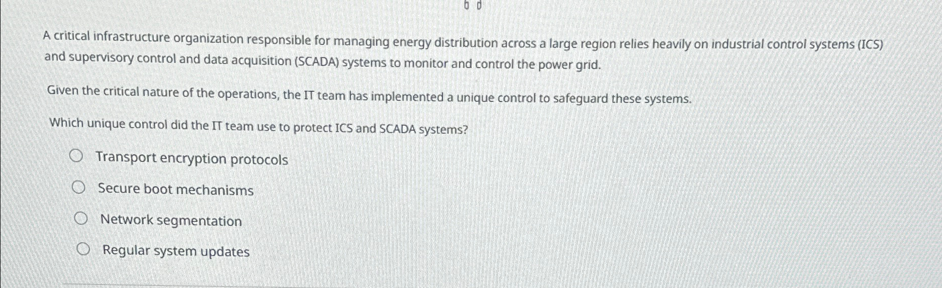 A critical infrastructure organization