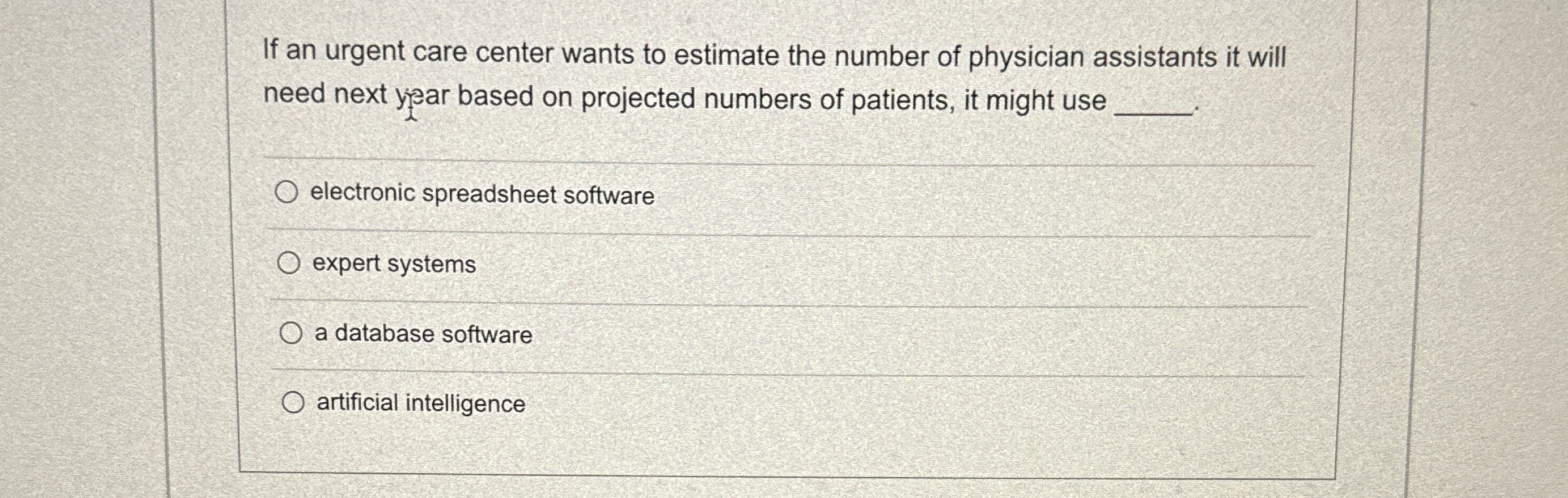 If an urgent care center wants to estimate the