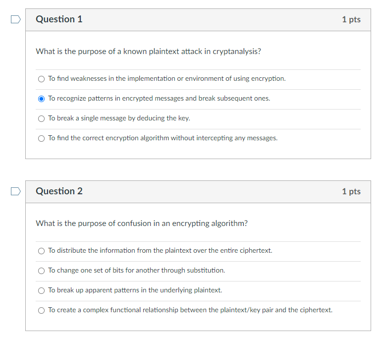 Question 1 What is the purpose of a known