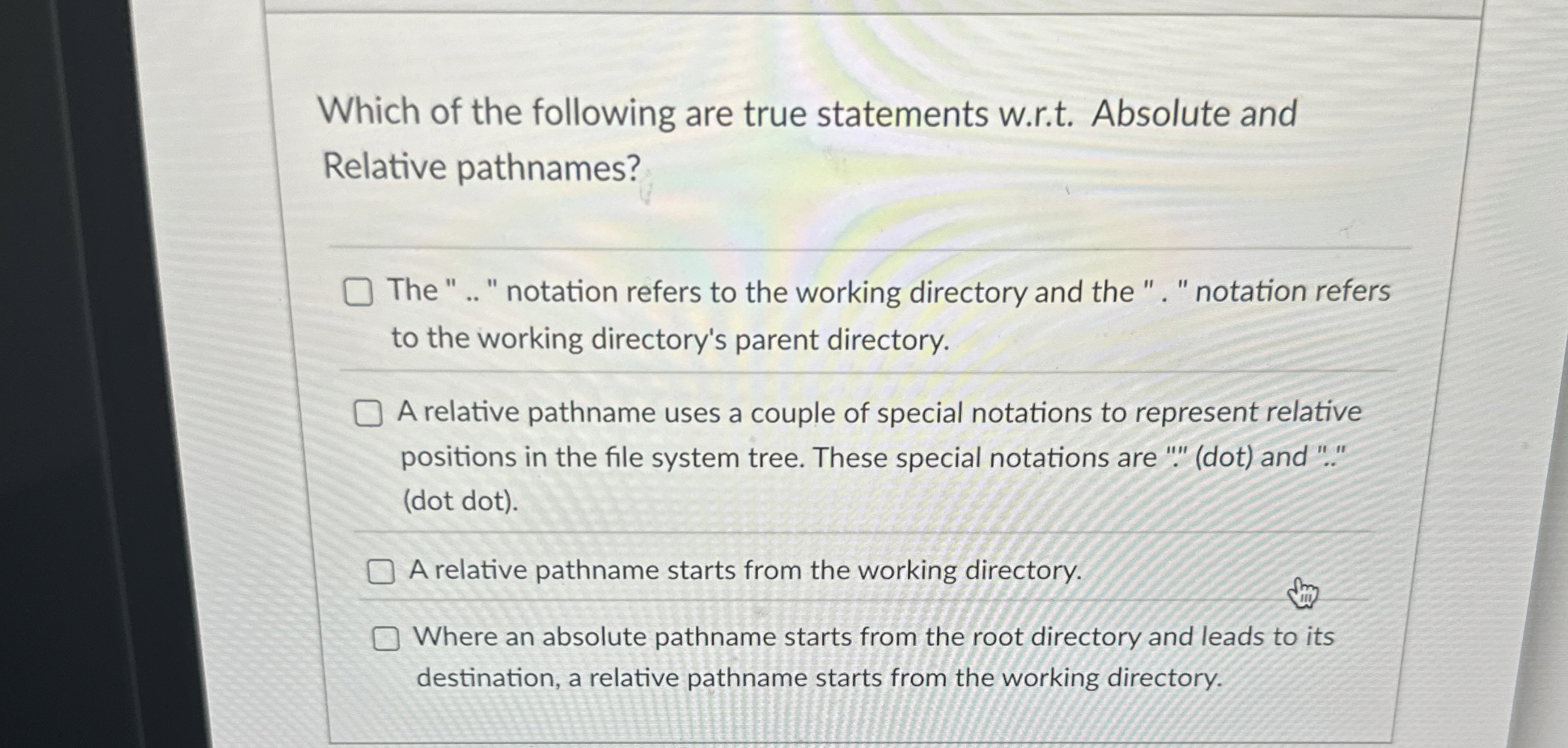 Which of the following are true statements w . r