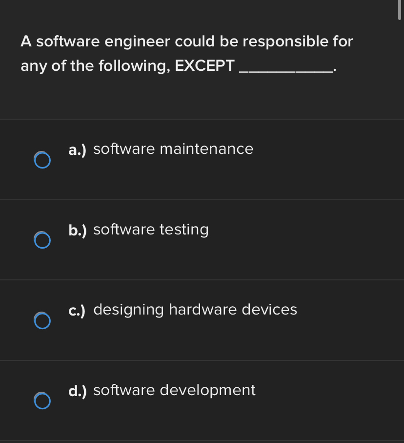 A software engineer could be responsible for any