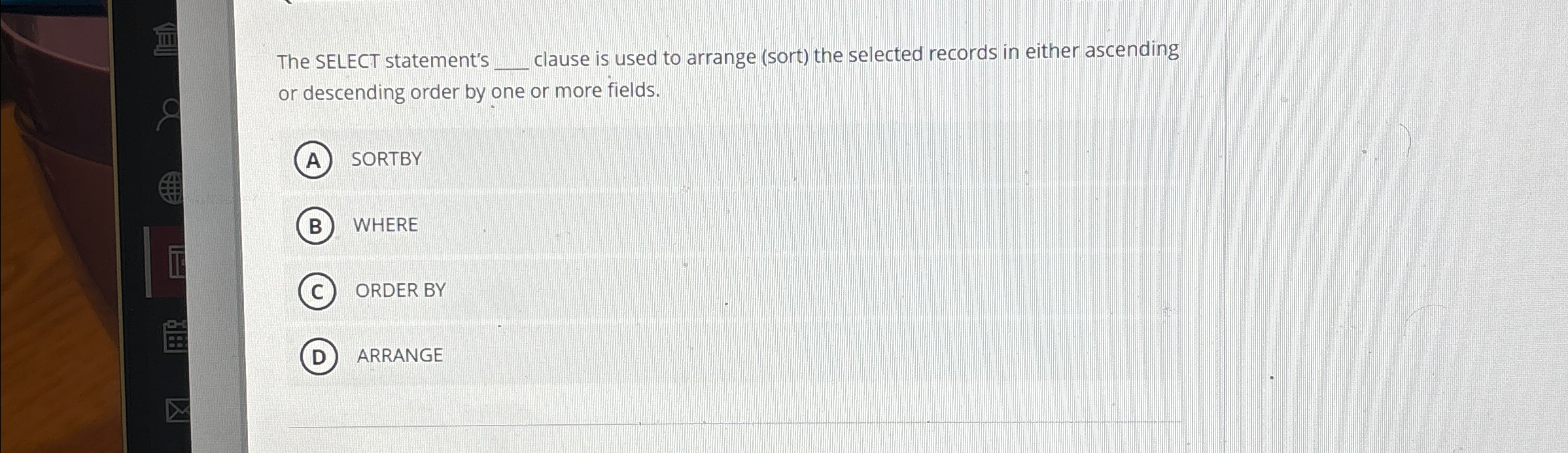 The SELECT statement's q , clause is used to