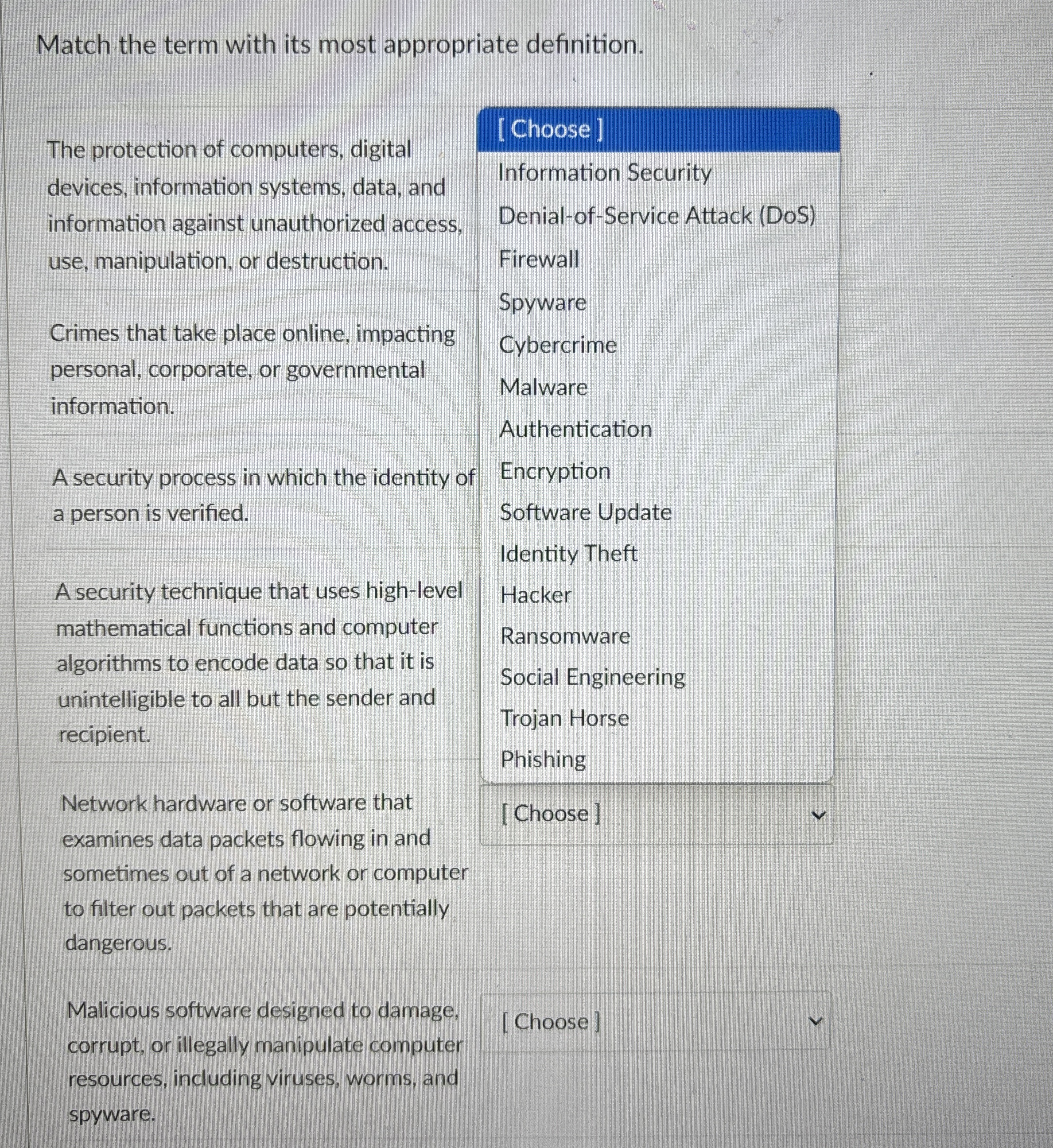 Match the term with its most appropriate