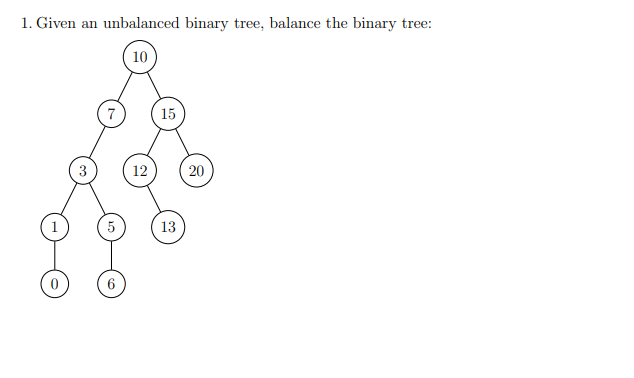 Given an unbalanced binary tree, balance the