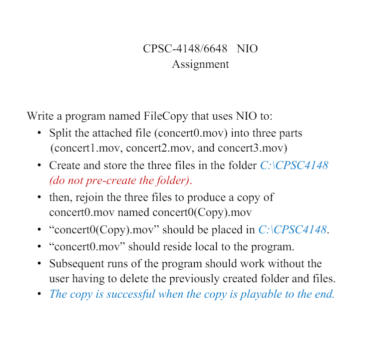 CPSC - 4 1 4 8 / 6 6 4 8 NIO Assignment Write a