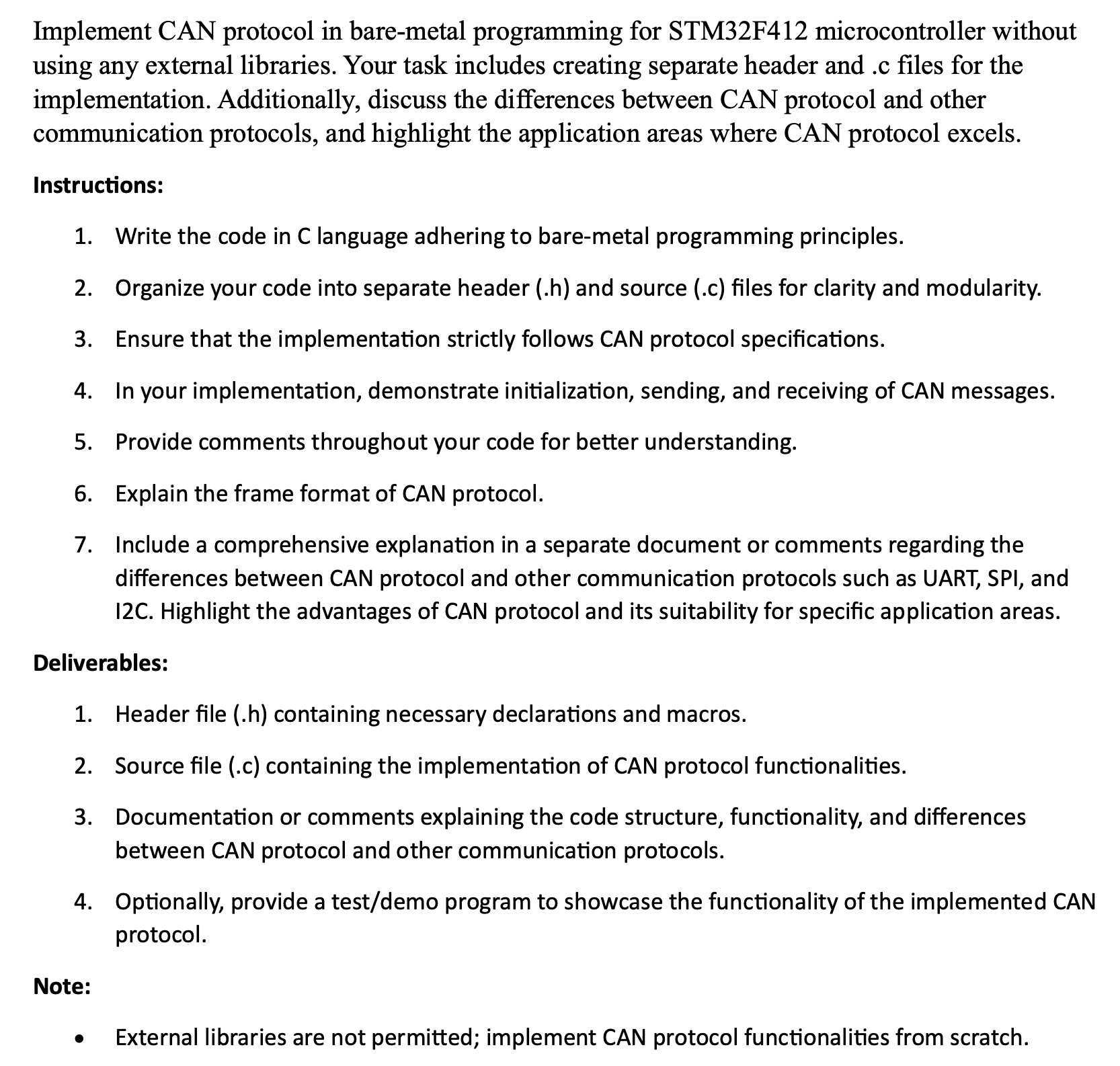 Please solve the CAN implementation and also give