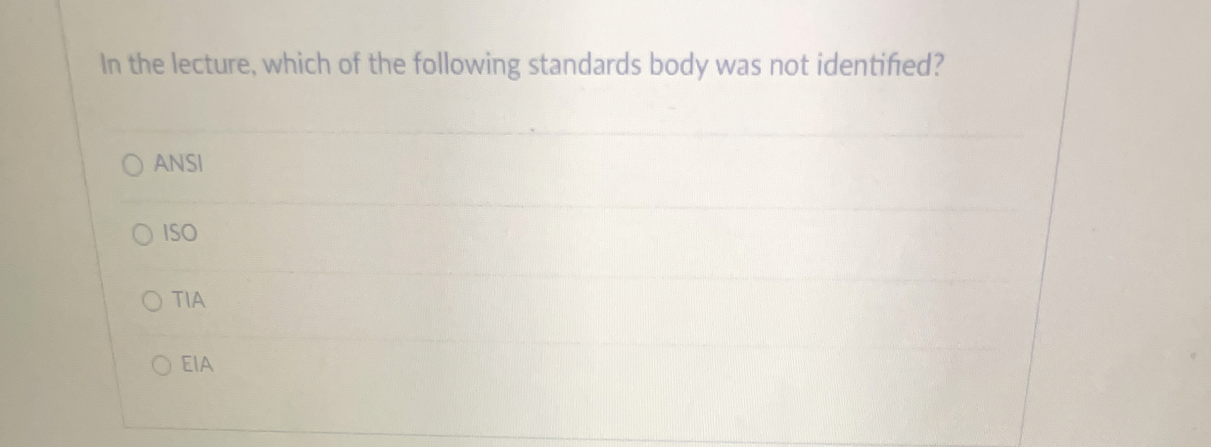 which of the following standards body was not