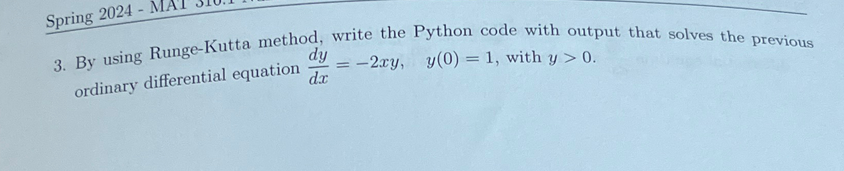 Spring 2 0 2 4 - 3 . By using Runge - Kutta