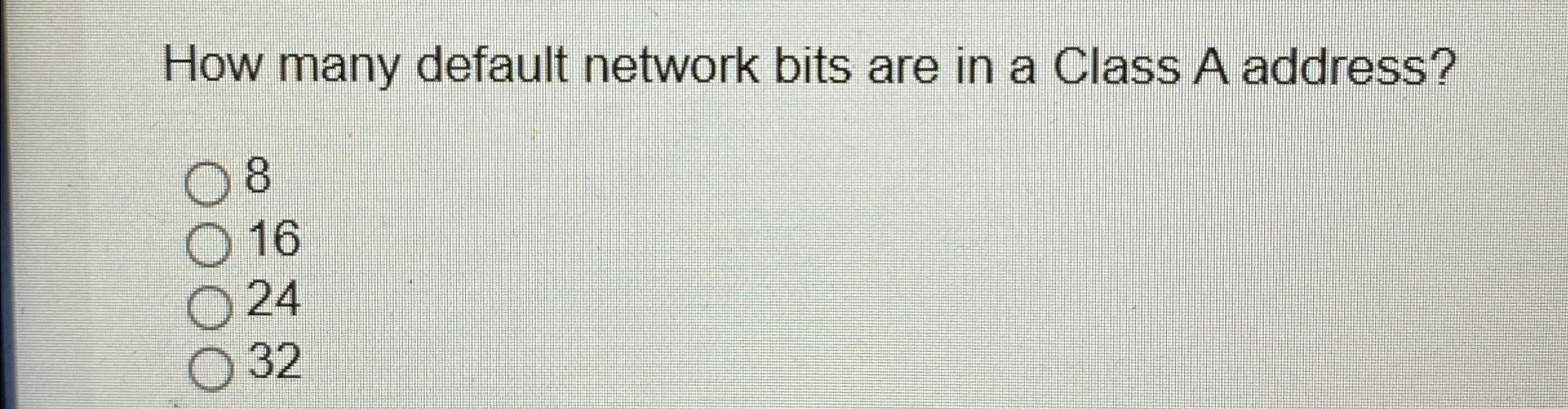 How many default network bits are in a Class A