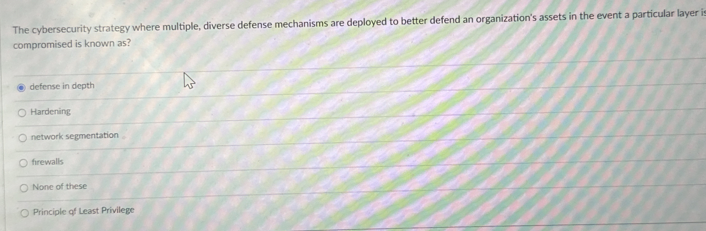 The cybersecurity strategy where multiple,