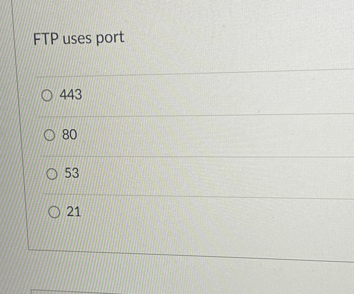 FTP uses port 4 4 3 8 0 5 3 2 1