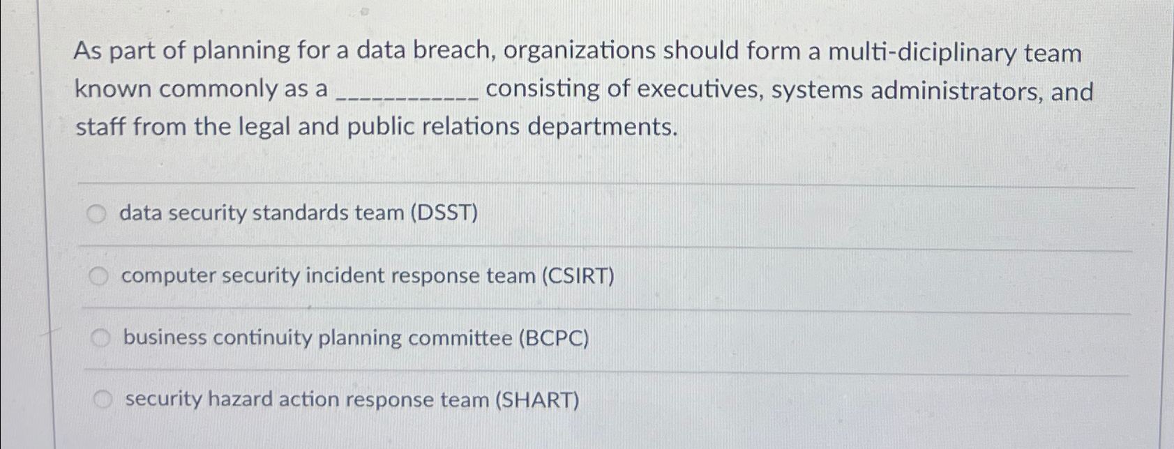 As part of planning for a data breach,