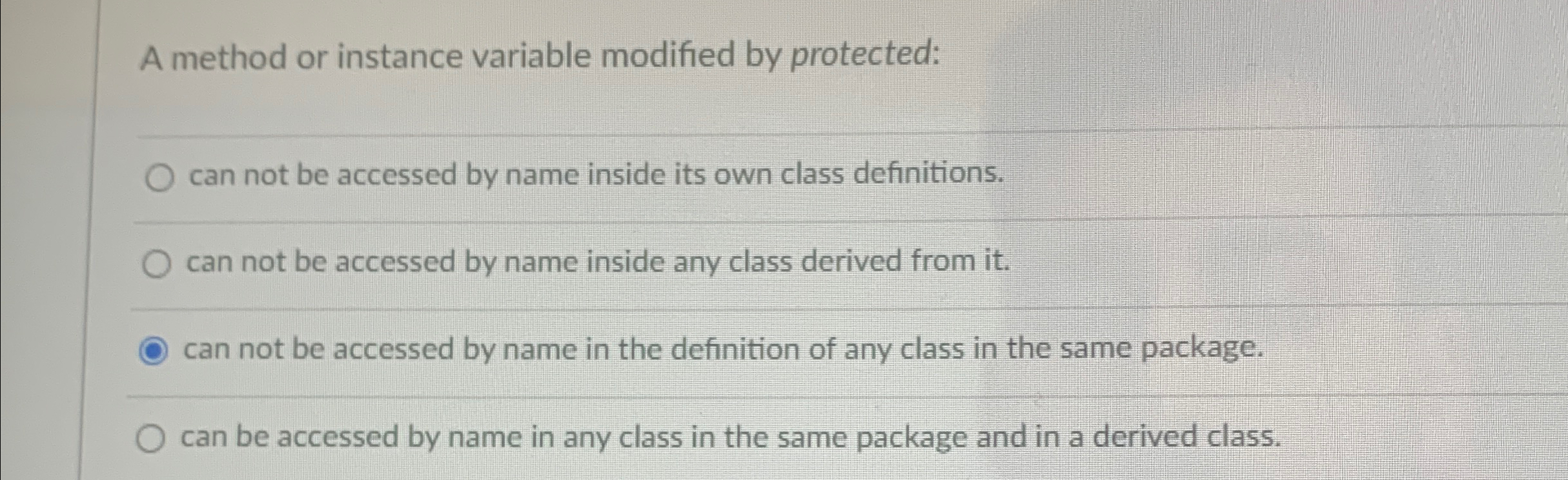 A method or instance variable modified by