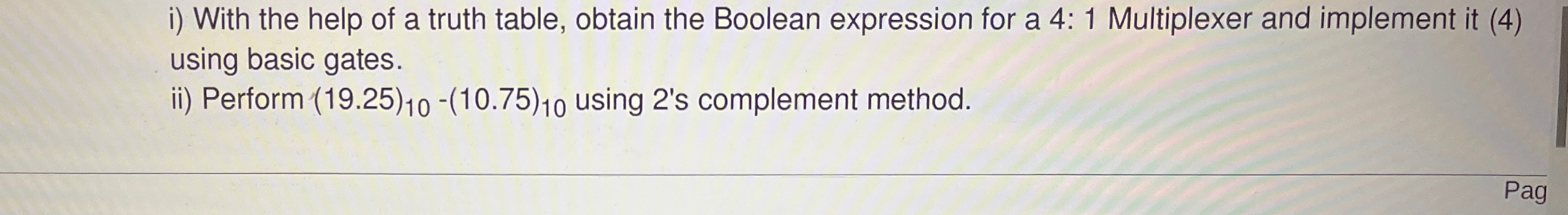 i ) With the help of a truth table, obtain the