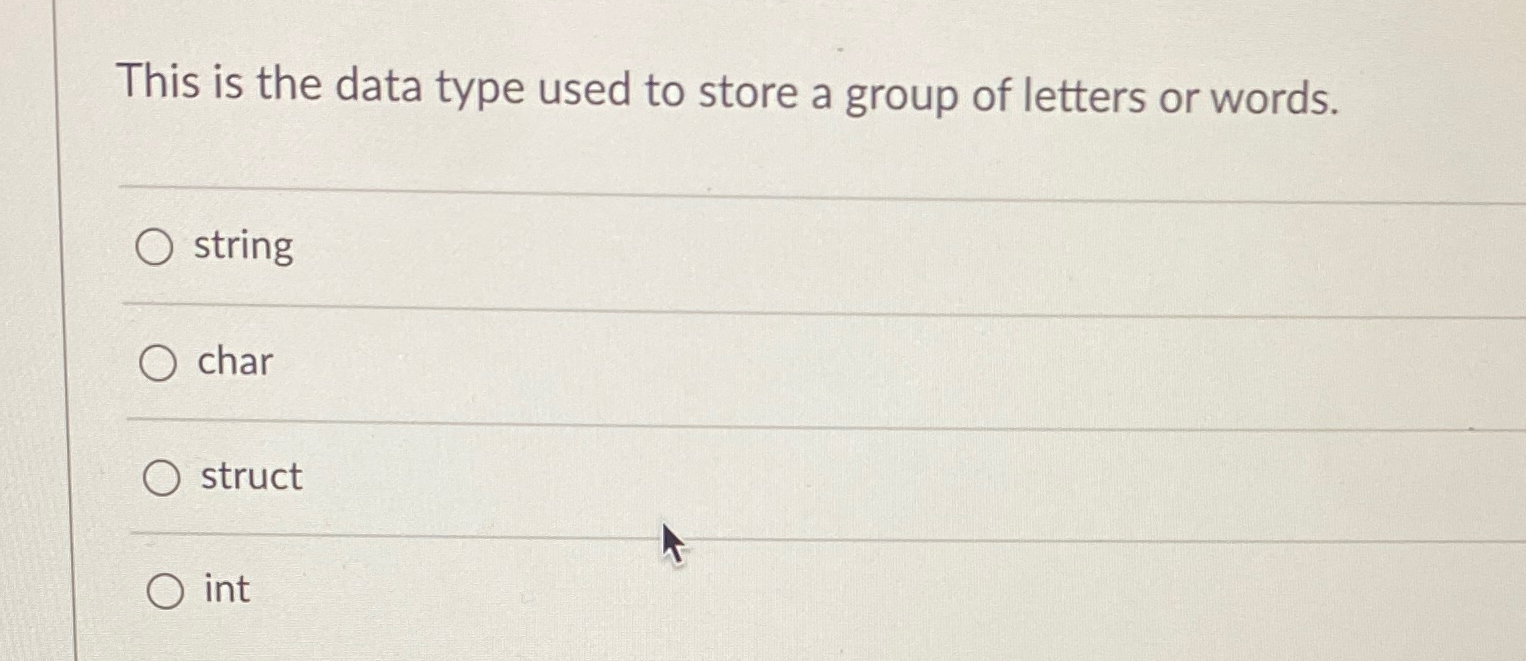 This is the data type used to store a group of