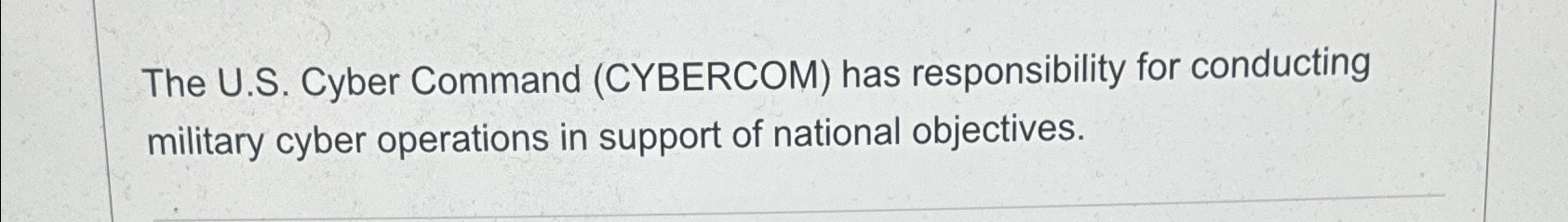 The U . S . Cyber Command ( CYBERCOM ) has