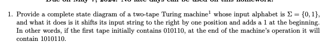 Provide a complete state diagram of a two - tape