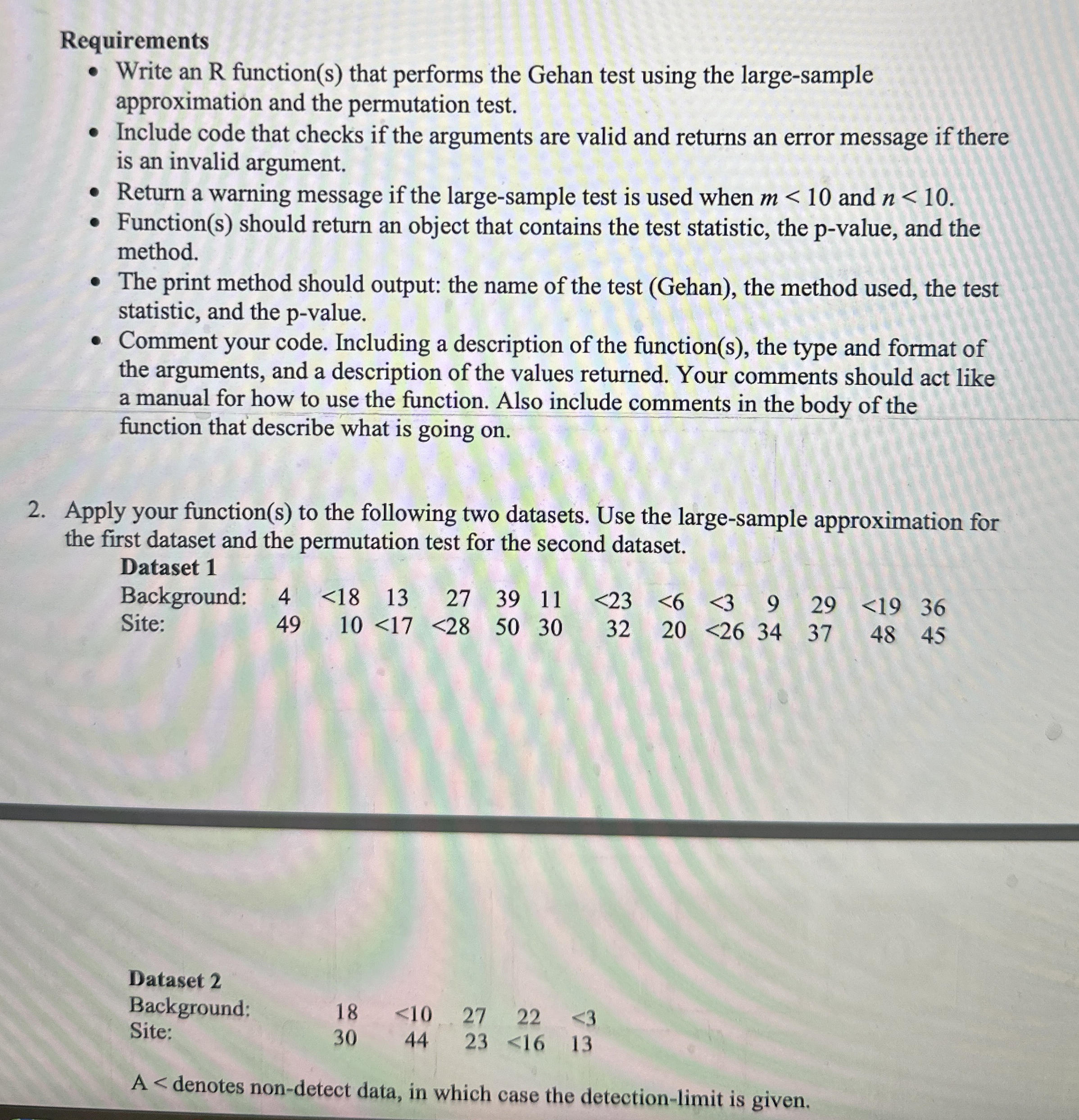 Requirements Write an R function ( s ) that