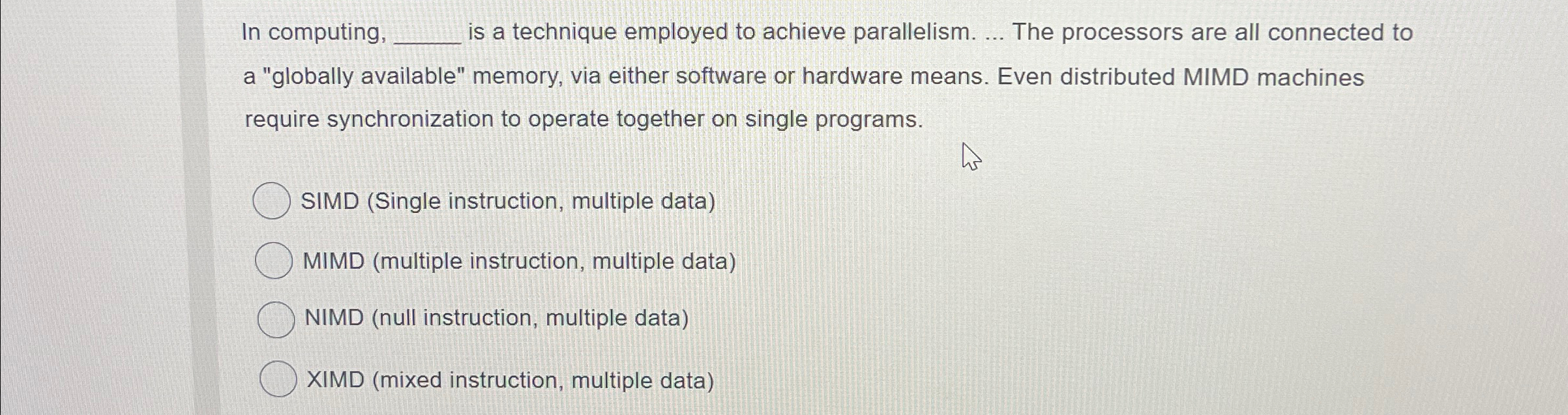 In computing, is a technique employed to achieve