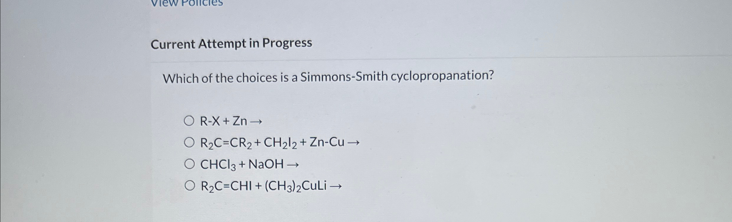 Current Attempt in Progress Which of the choices