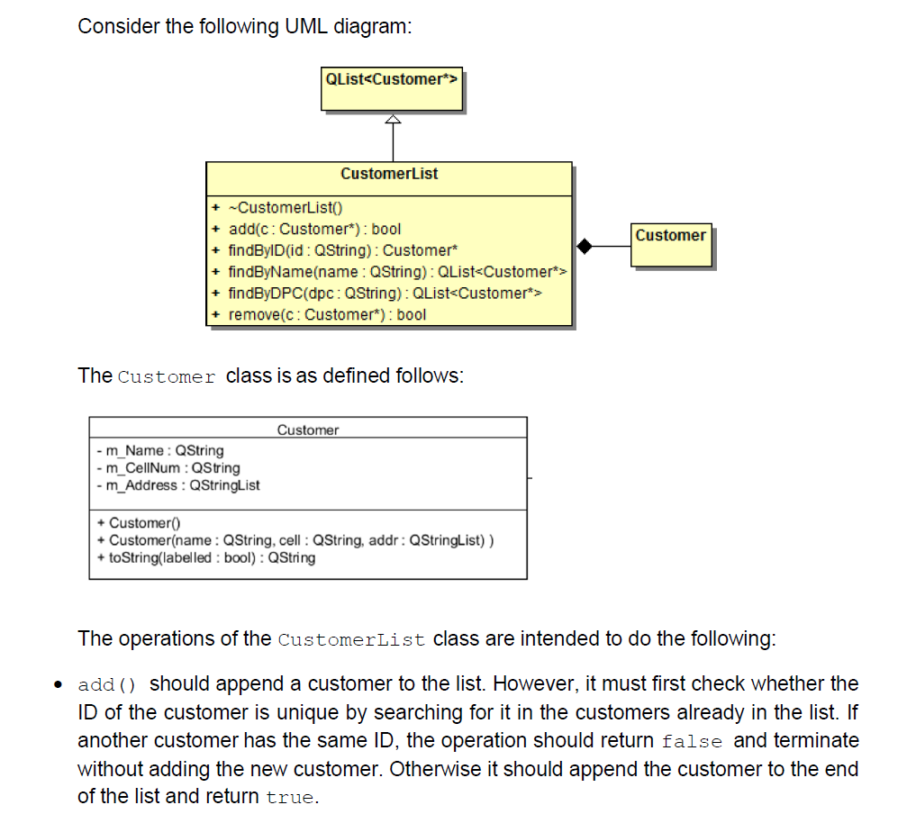 Consider the following UML diagram: remove ( )