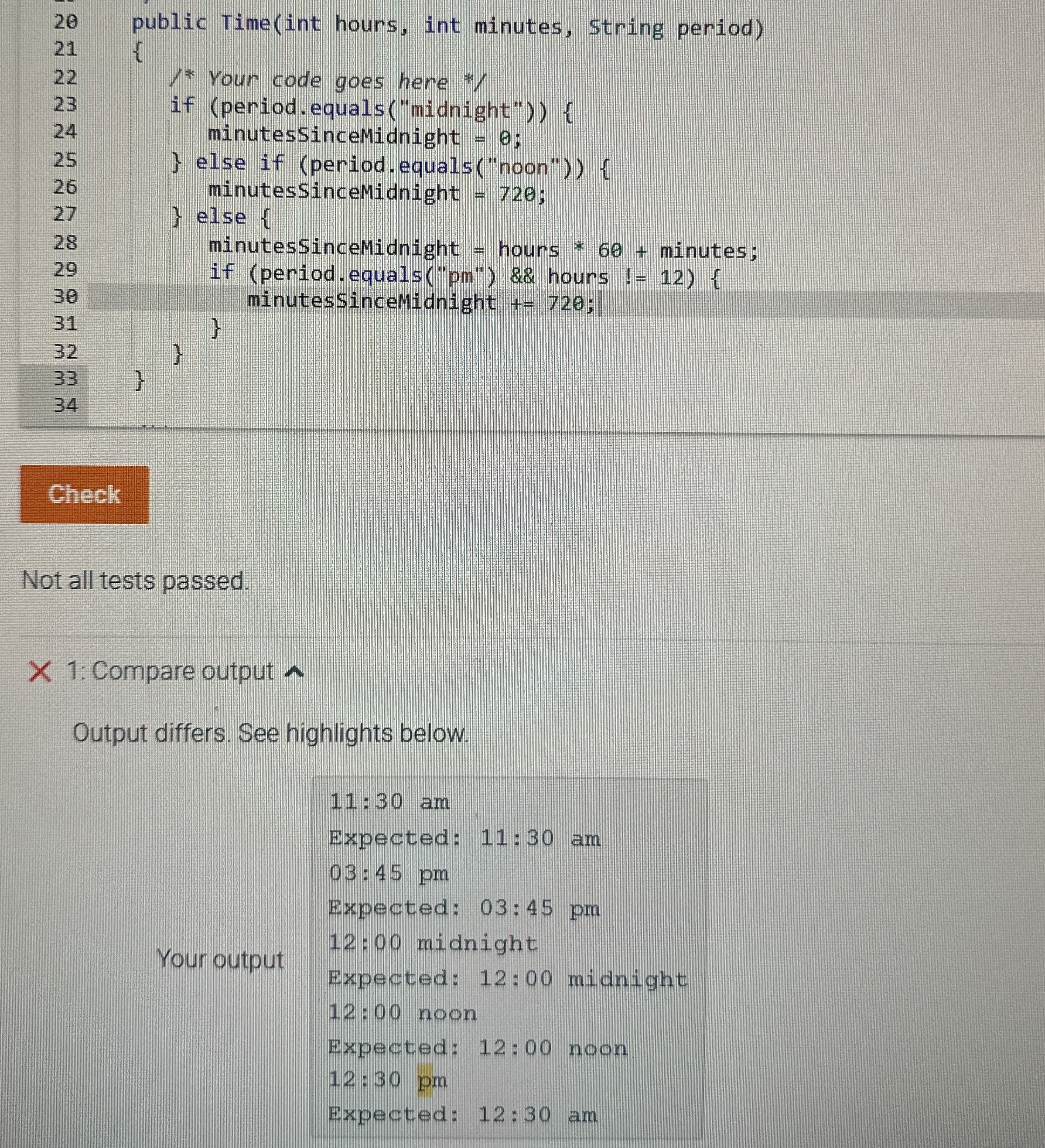 Java. Prompt: Consider a time class that