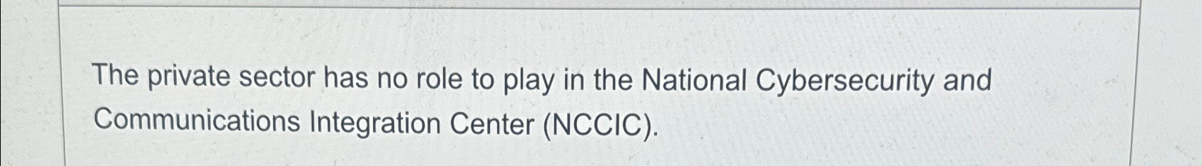 The private sector has no role to play in the
