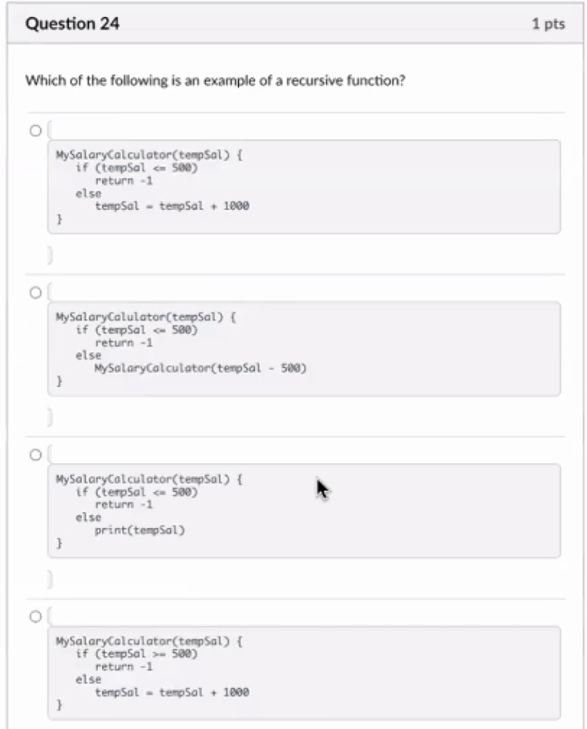 Question 2 4 Which of the following is an example