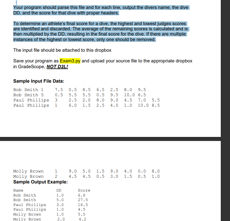 Your program should parse this file and for each