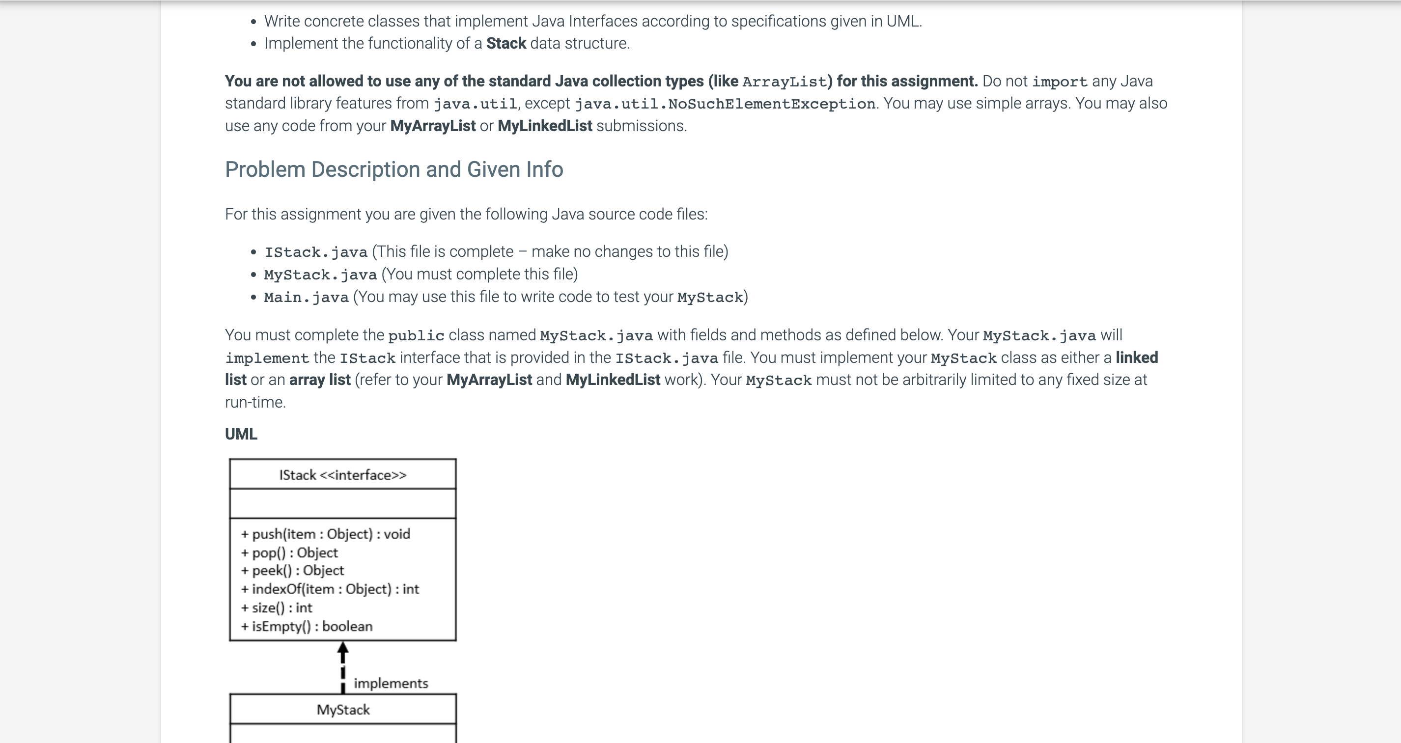 * I just need MyStack.java and Main.java * * *