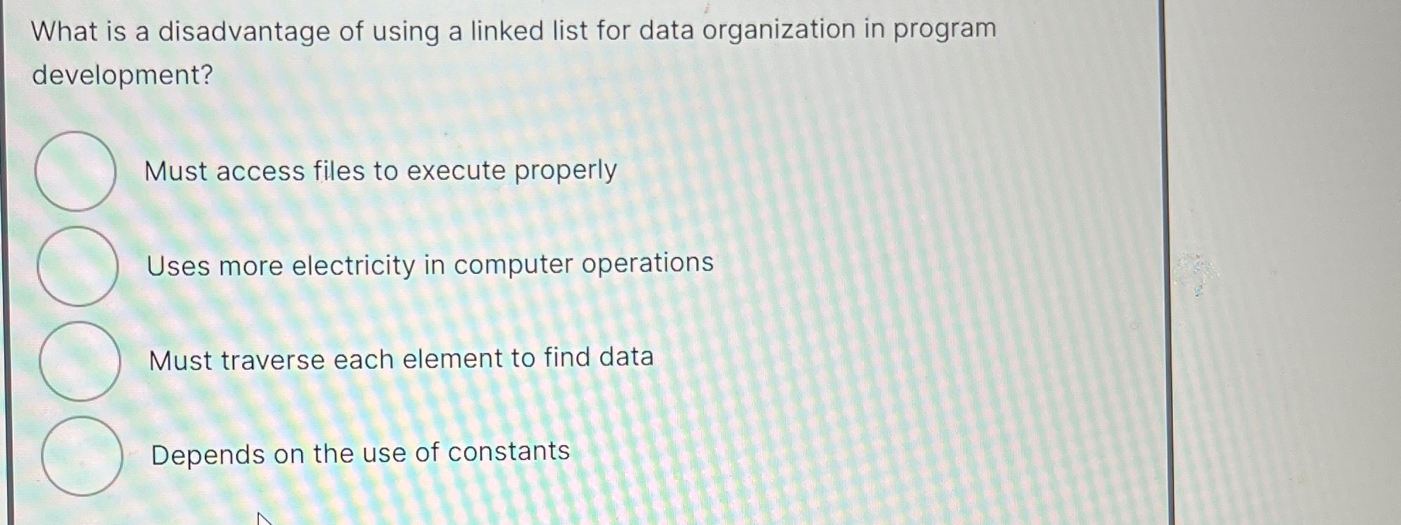 What is a disadvantage of using a linked list for