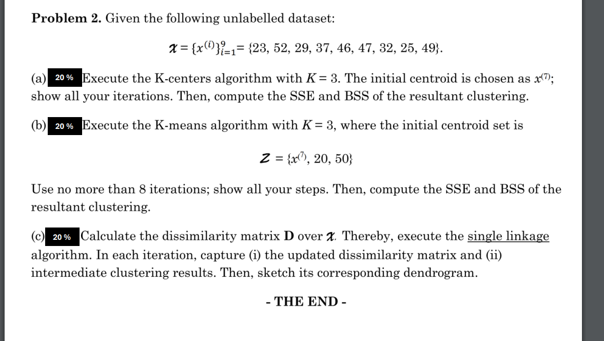 Problem 2 . Given the following unlabelled