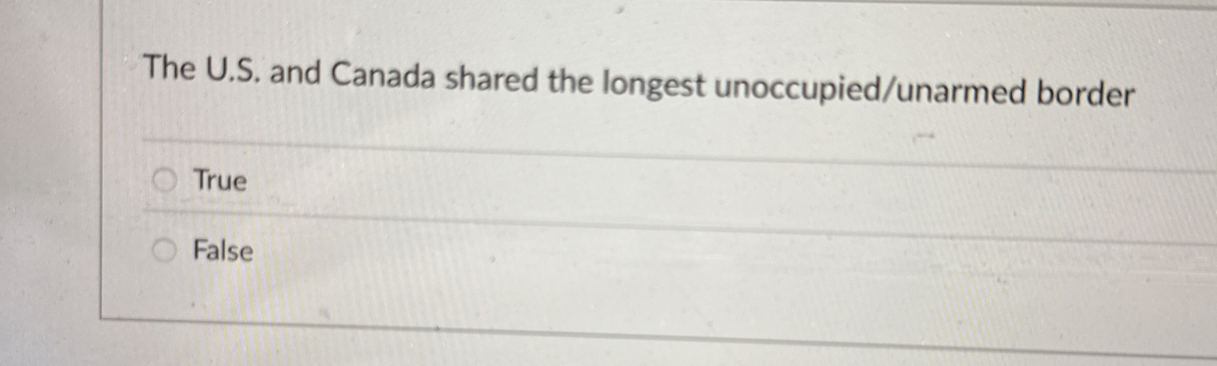 The U . S . and Canada shared the longest