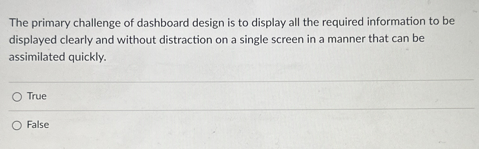 The primary challenge of dashboard design is to