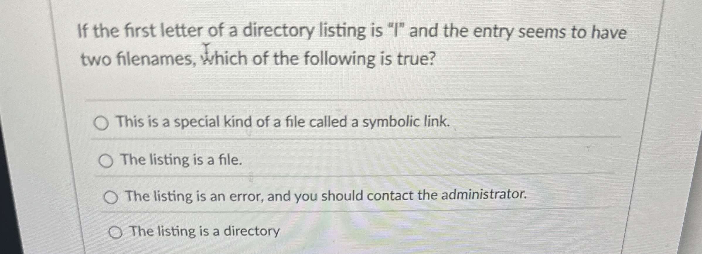 If the first letter of a directory listing is "I"