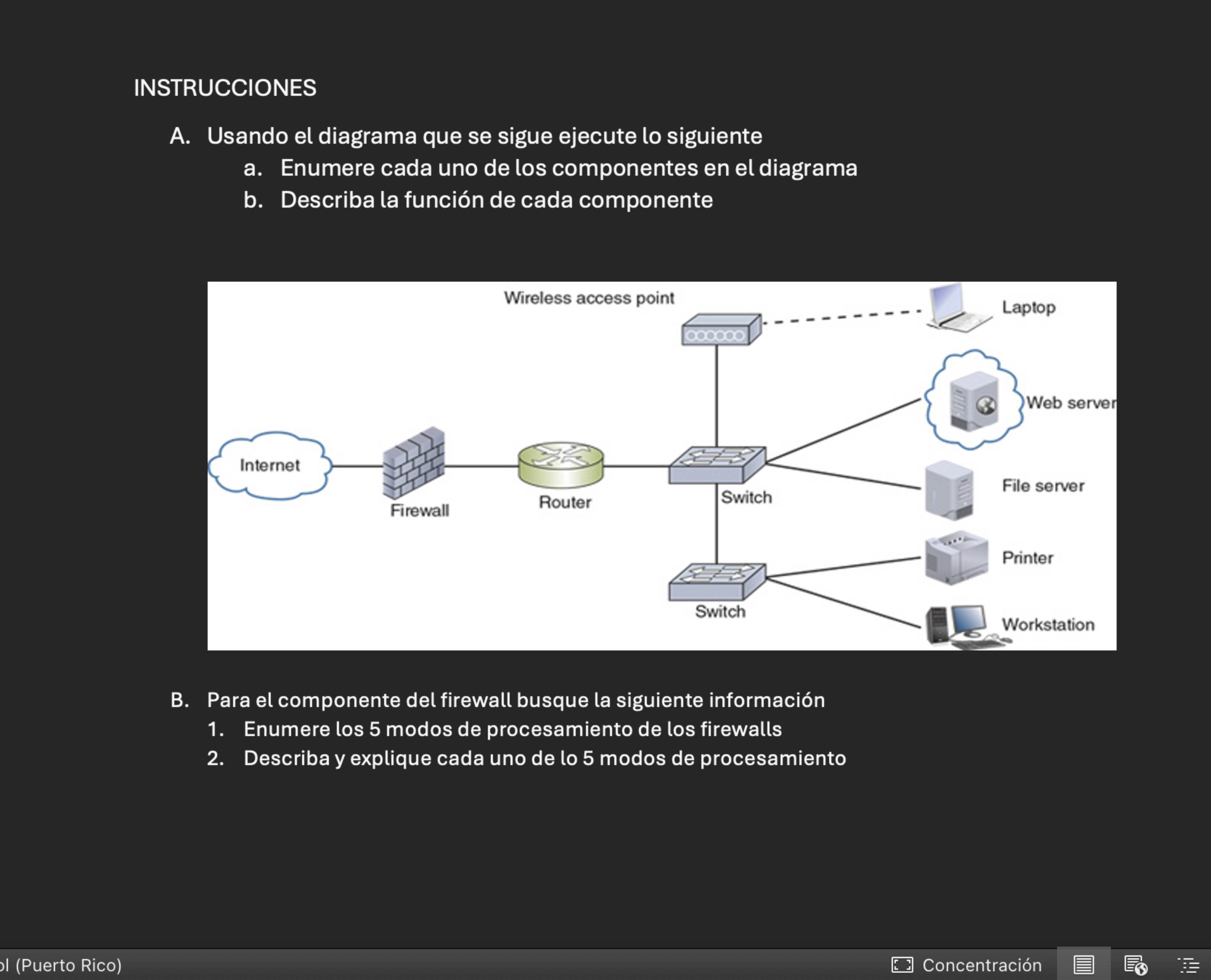 INSTRUCCIONES A . Usando el diagrama que se sigue
