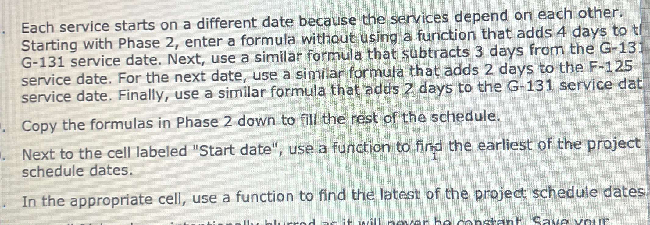 Each service starts on a different date because