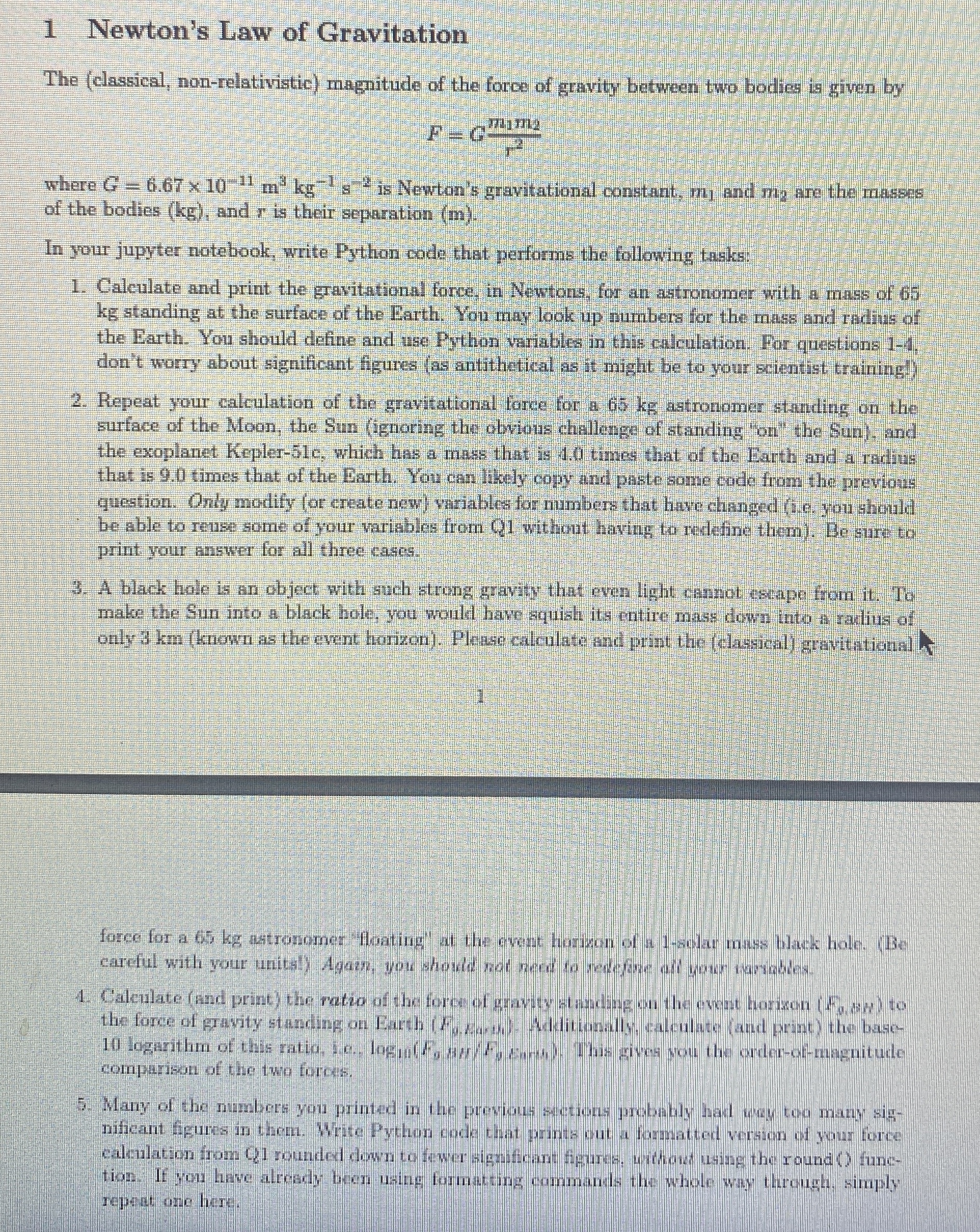 1 Newton's Law of Gravitation The ( classical ,