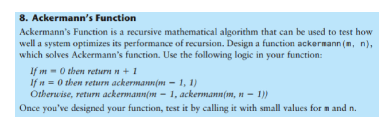 Ackermann's Function Ackermann's Function is a
