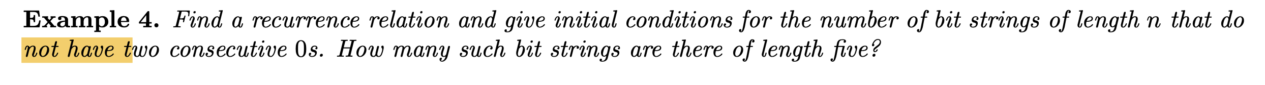 Example 4 . Find a recurrence relation and give