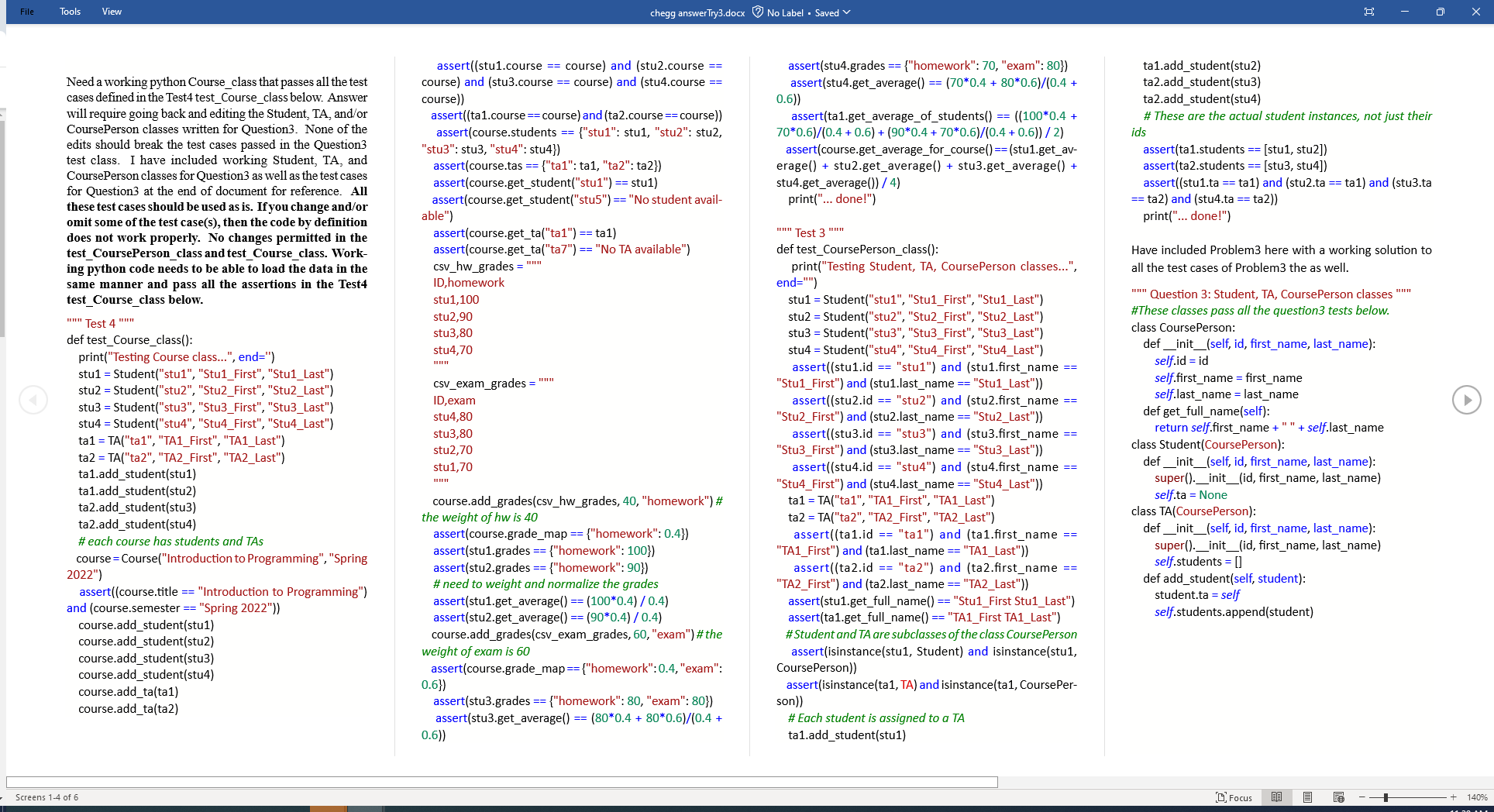 3 rd try at getting a validated solution for test