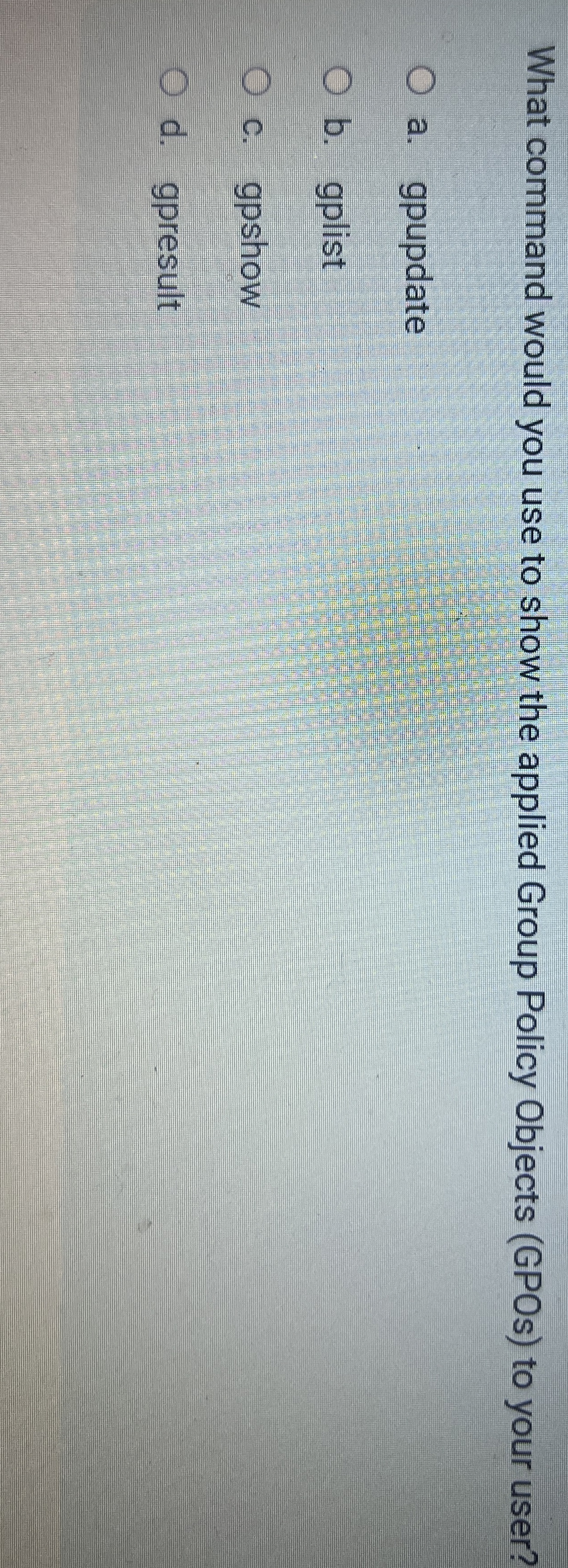 What command would you use to show the applied