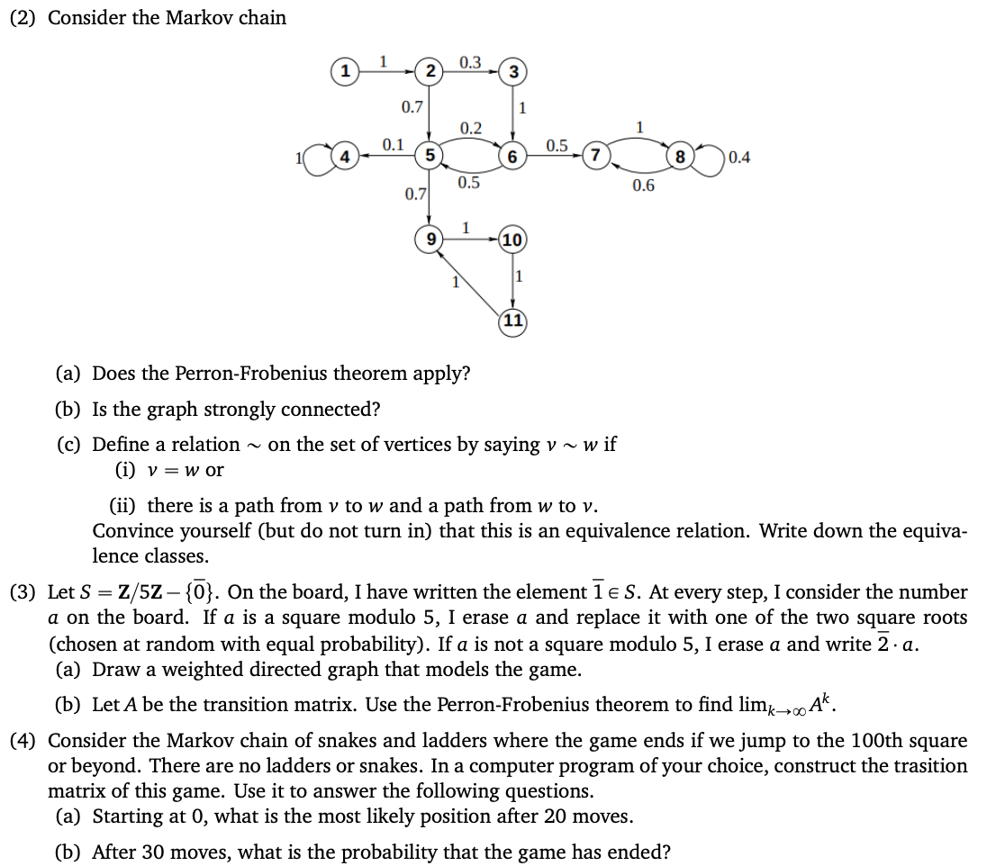( 2 ) Consider the Markov chain ( a ) Does the